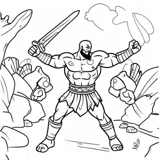 Kratos Battling Enemies Coloring Page 19252-15501