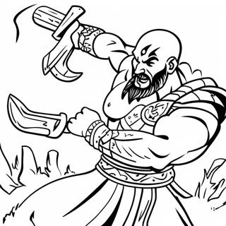 Kratos Battling Enemies Coloring Page 19252-15504