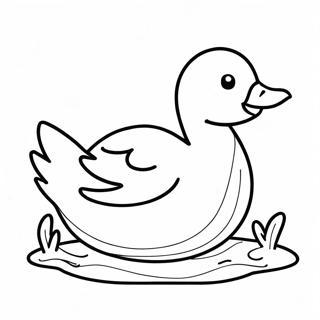 Cute Goose Swimming Coloring Page 19342-15577