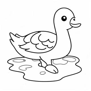 Cute Goose Swimming Coloring Page 19342-15578