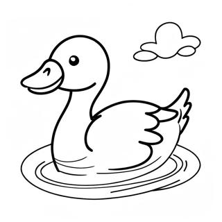 Cute Goose Swimming Coloring Page 19342-15580