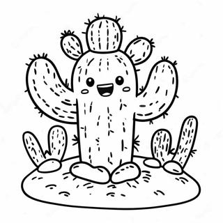 Cute Cactus In The Desert Coloring Page 19392-15613