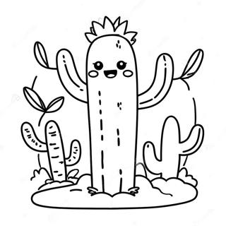 Cute Cactus In The Desert Coloring Page 19392-15614