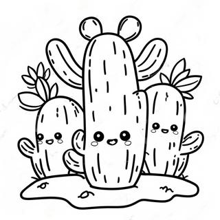 Cute Cactus In The Desert Coloring Page 19392-15615