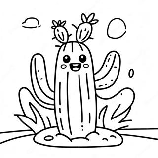 Cute Cactus In The Desert Coloring Page 19392-15616