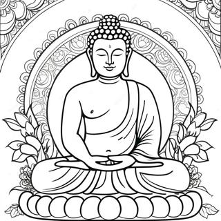 Peaceful Buddha Sitting Coloring Page 19422-15641