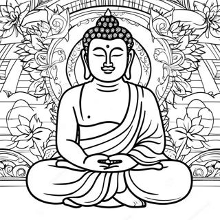 Peaceful Buddha Sitting Coloring Page 19422-15642