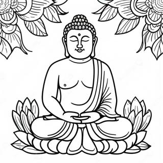 Peaceful Buddha Sitting Coloring Page 19422-15644