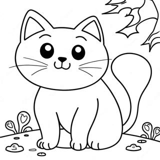 Spooky Halloween Black Cat Coloring Page 19432-15652