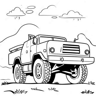 Military Army Truck In Action Coloring Page 19472-15677