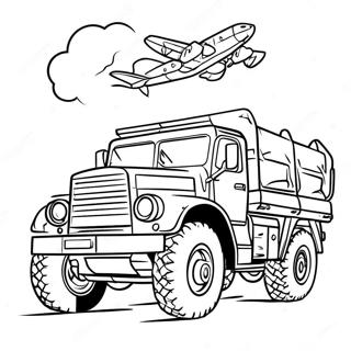 Military Army Truck In Action Coloring Page 19472-15679