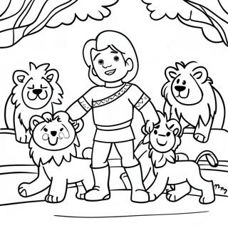 Brave Daniel Surrounded By Lions Coloring Page 19562-15753