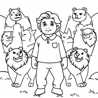 Brave Daniel Surrounded By Lions Coloring Page 19562-15754