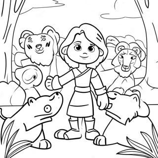 Brave Daniel Surrounded By Lions Coloring Page 19562-15756