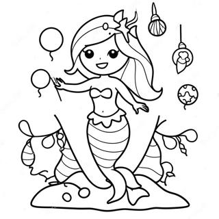 Festive Christmas Mermaid Decorating A Tree Coloring Page 19572-15759