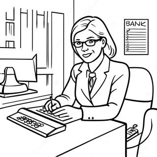 Busy Bank Teller Coloring Page 19612-15786