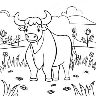 Ferdinand The Bull In A Peaceful Meadow Coloring Page 19672-15849