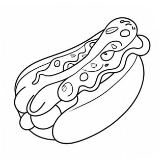 Funny Hot Dog With Mustard Coloring Page 19732-15891