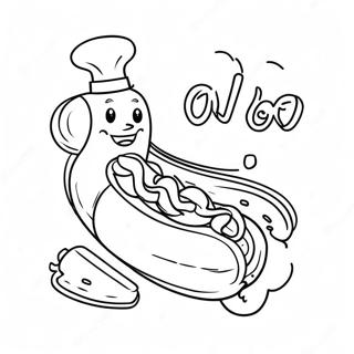 Funny Hot Dog With Mustard Coloring Page 19732-15892