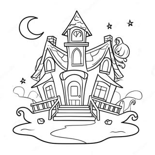 Haunted House Spooky Halloween Coloring Page 19741-15887