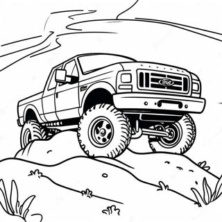 Lifted Ford Truck In Muddy Terrain Coloring Page 19822-15957