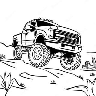 Lifted Ford Truck In Muddy Terrain Coloring Page 19822-15960