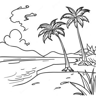 Jamaica Landscape With Palm Trees Coloring Page 19831-15961