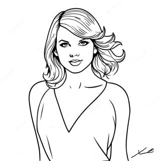 Taylor Swift In A Stunning Red Dress Coloring Page 19842-15973