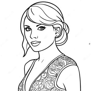 Taylor Swift In A Stunning Red Dress Coloring Page 19842-15976