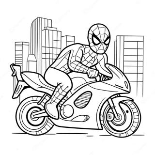 Spiderman On A Cool Motorcycle Coloring Page 19891-16010