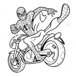 Spiderman On A Cool Motorcycle Coloring Page 19891-16011