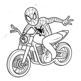 Spiderman On A Cool Motorcycle Coloring Page 19891-16012