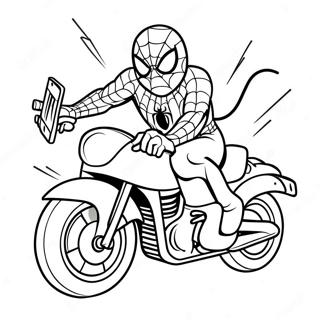 Spiderman Riding A Fast Motorcycle Coloring Page 19892-16013