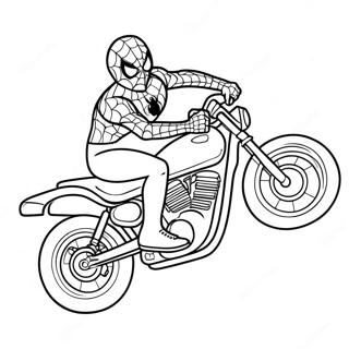 Spiderman Riding A Fast Motorcycle Coloring Page 19892-16014