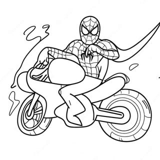 Spiderman Riding A Fast Motorcycle Coloring Page 19892-16015