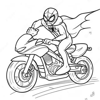 Spiderman Riding A Fast Motorcycle Coloring Page 19892-16016