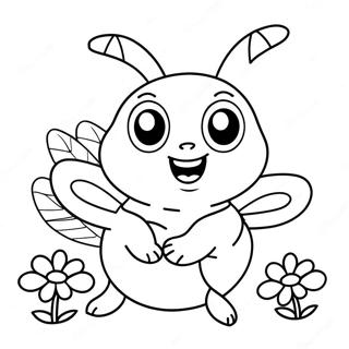 Cute Bumblebee With Flowers Coloring Page 1992-1638