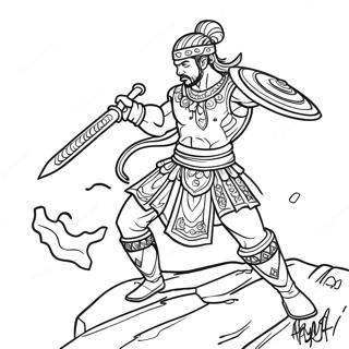 Akaza In Battle Pose Coloring Page 20012-16112