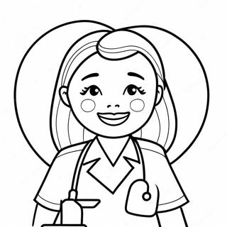 Caring Nurse With Heart Coloring Page 20042-16133