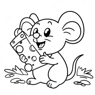 Happy Mouse With Cheese Coloring Page 2012-1657