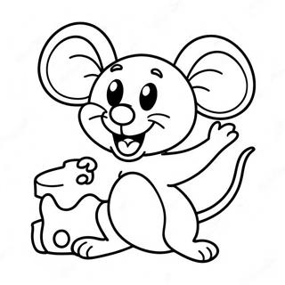 Happy Mouse With Cheese Coloring Page 2012-1660