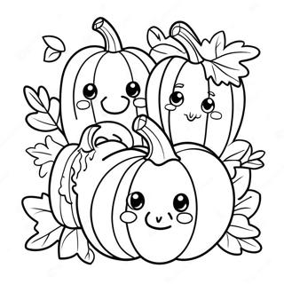 Adorable Pumpkin Family Coloring Page 20232-16291