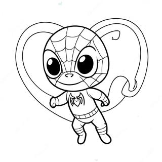 Cute Spiderman With Heart Coloring Page 20242-16293