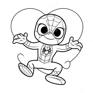 Cute Spiderman With Heart Coloring Page 20242-16296