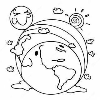 Colorful Earth With Smiling Faces Coloring Page 20292-16329