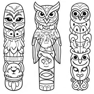 Colorful Totem Pole With Animals Coloring Page 20332-16365