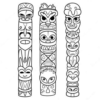 Colorful Totem Pole With Animals Coloring Page 20332-16366