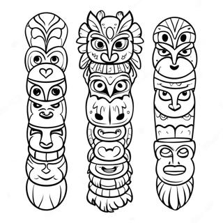 Colorful Totem Pole With Animals Coloring Page 20332-16367