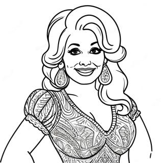 Dolly Parton In Sparkly Dress Coloring Page 20362-16387