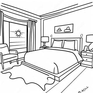 Cozy Hotel Room Coloring Page 20372-16397